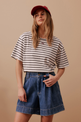 Pleat Front Short - Washed Indigo