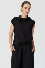 Fennel Cowl Neck Top - Black