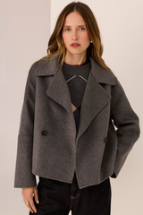 Cohen Cropped Wool Coat - Charcoal