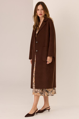 Cohen Long Wool Coat - Walnut