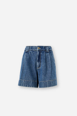 Pleat Front Short - Washed Indigo