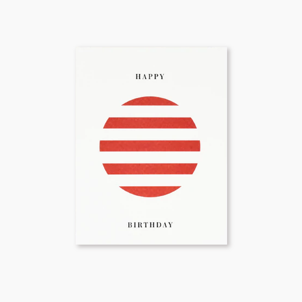 Card - Happy Birthday Red Stripe Circle