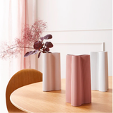 Large Ribbed Petal Vase -  Nude