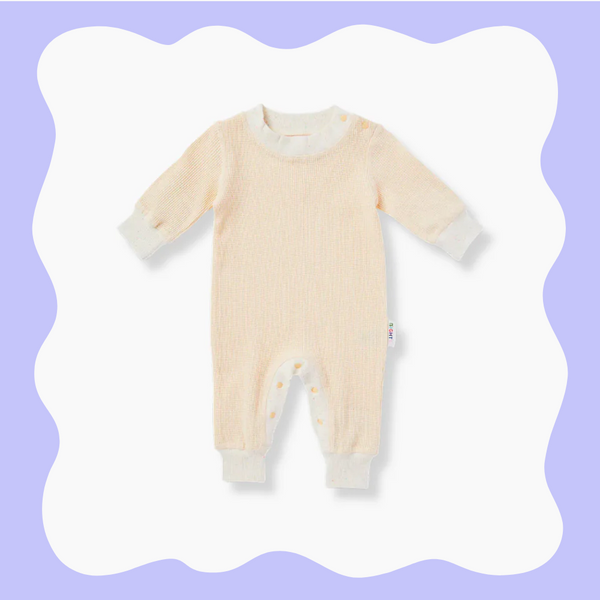 Organic Long Sleeve Jumpsuit - Soft Vanilla