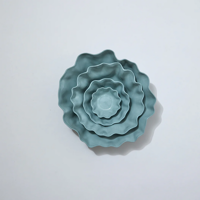 Light Blue Ruffle Bowl - Medium