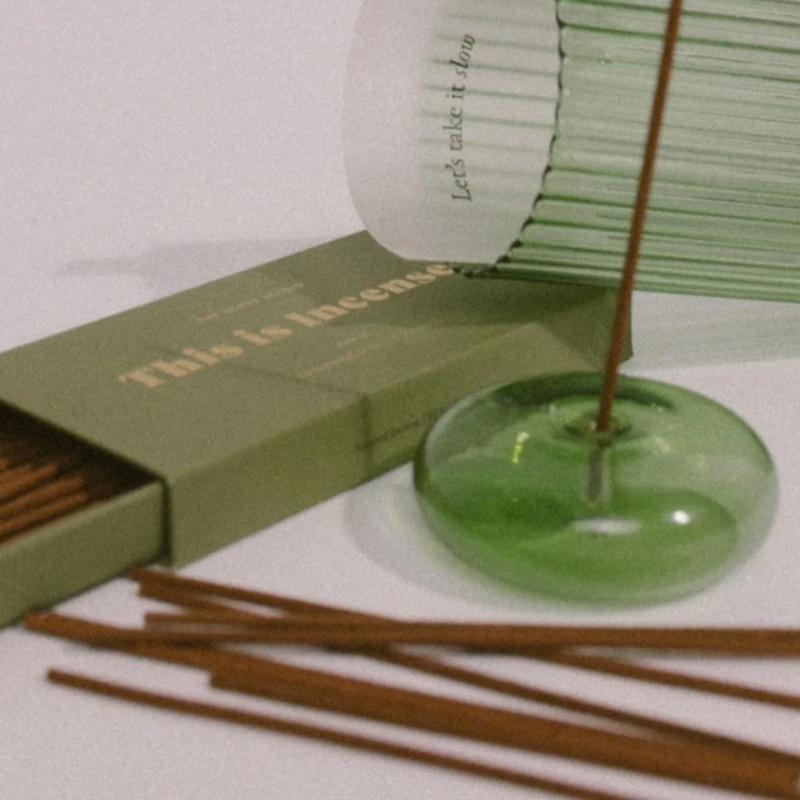Glass Incense Holder - Green