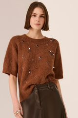 Haviland Beaded Knit Tee - Toffee