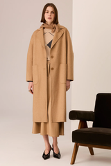 Cohen Long Wool Coat - Camel