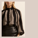 Deposit Top - Black & Stone Stripe