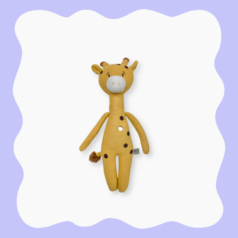 Small Eco Knitted Rattle Toy - Giraffe