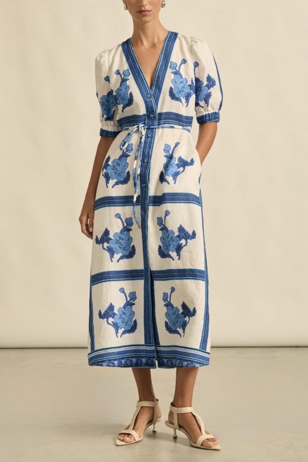 Portrait Dress - Azure Collage