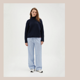 Mock Neck Knit - Navy