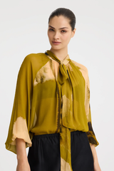 Astra Tie Blouse - Moss Print