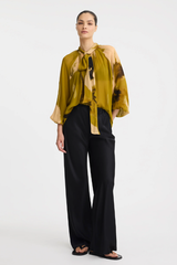 Astra Tie Blouse - Moss Print
