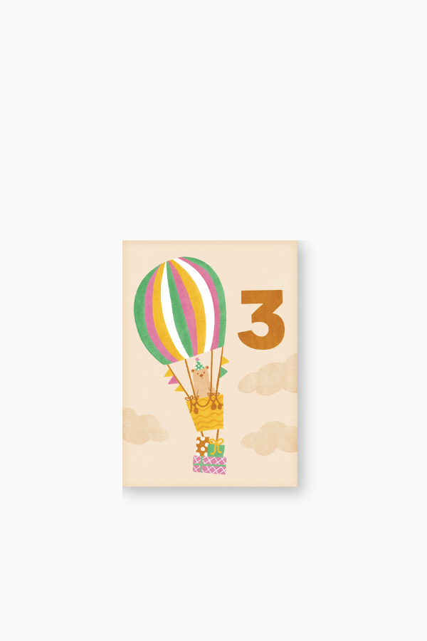Age 3 Bear Birthday Card