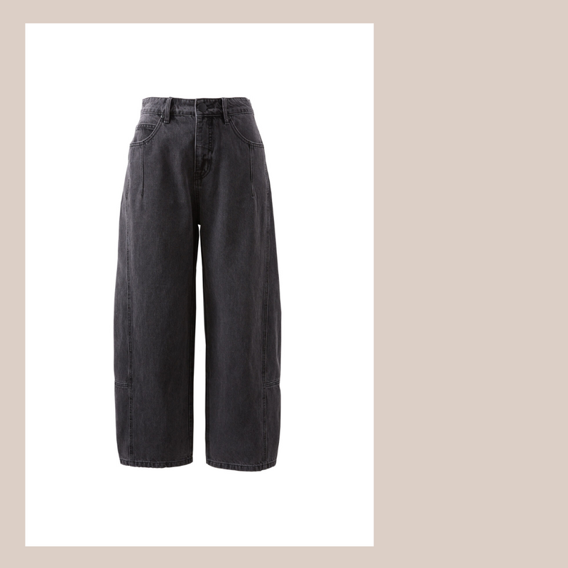 Darted Barrel Jean - Washed Black