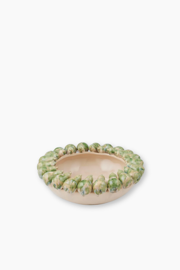 Ceramic Bowl - Ivory & Green