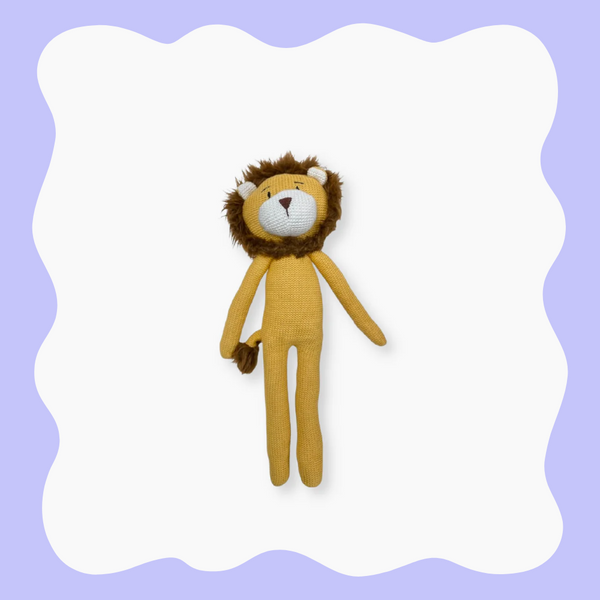 Small Eco Knitted Rattle Toy - Lion