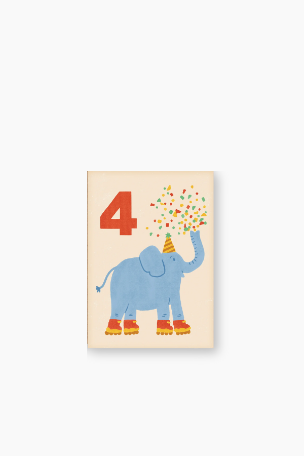 Age 4 Elephant Birthday Card