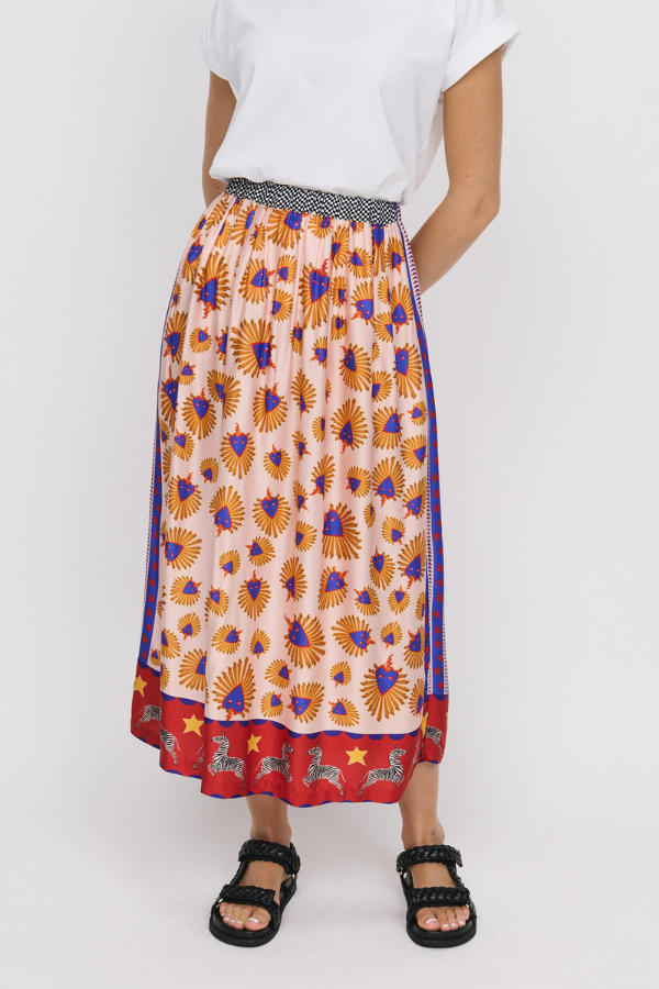 Joy Printed Midi Skirt - Heart