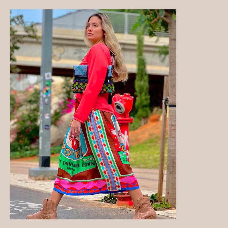 Rosalee Printed Midi Skirt - Western