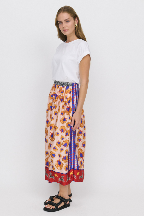Joy Printed Midi Skirt - Heart