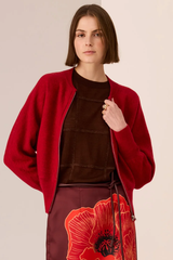 Wyatt Boiled Wool Bomber - Red