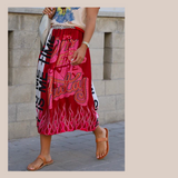 Hailey Printed Midi Skirt - Fire