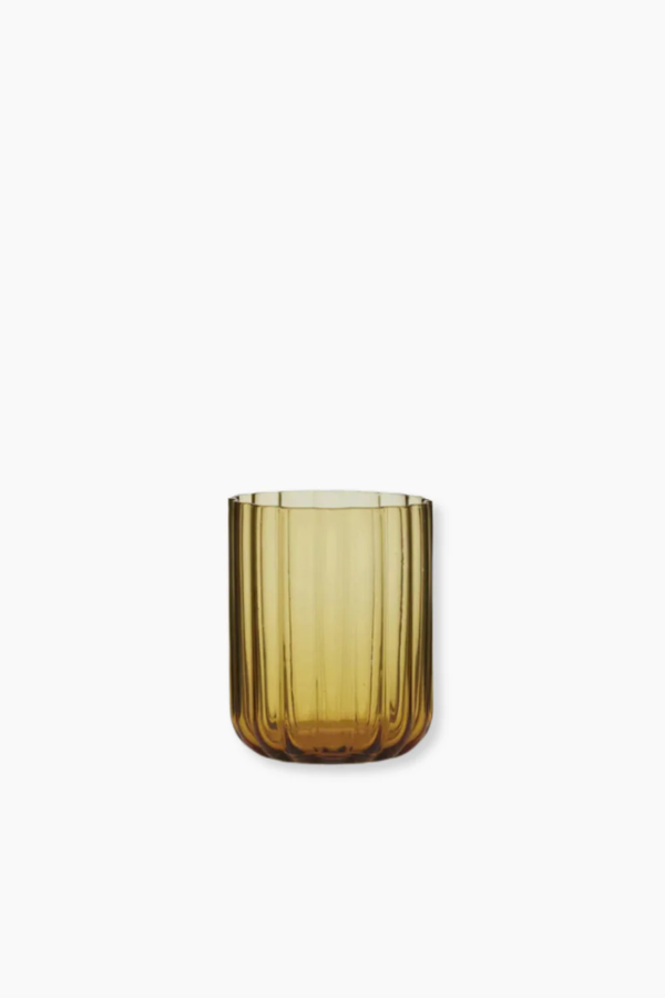 Ribbed Glass Tumbler - Amber