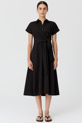 Elina Wrap Shirt Dress - Black