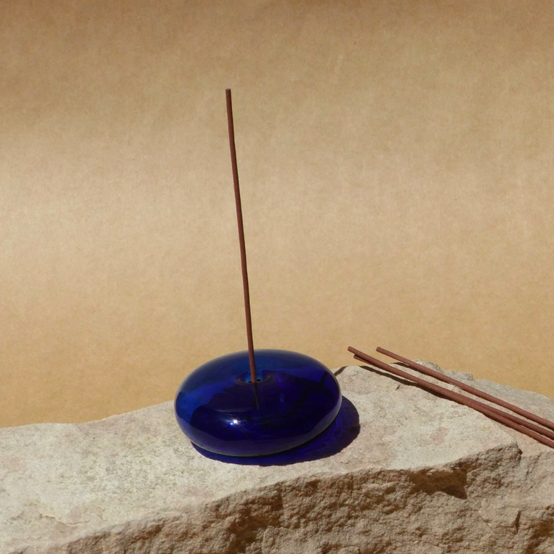 Glass Incense Holder - Cobalt