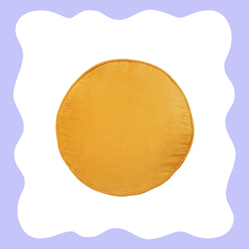 CASTLE Penny Round Cushion - Yellow Velvet