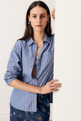 Aubin Long Sleeve Shirt - Blue/Butter