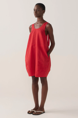Zoey Dress - Red Pinstripe