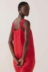 Zoey Dress - Red Pinstripe