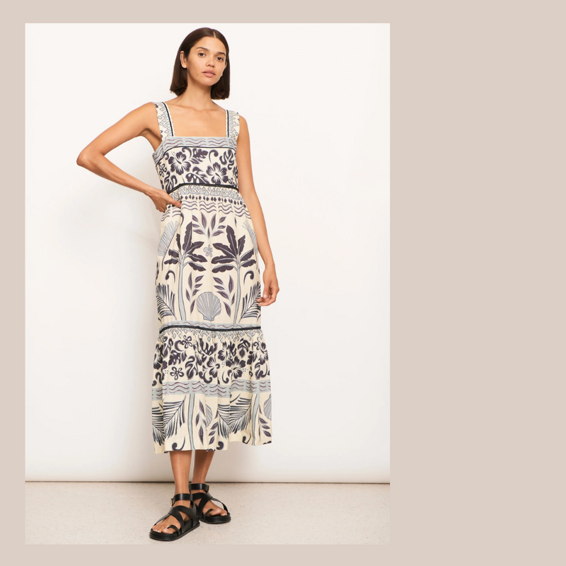 Paradise Tier Dress - Palm Print