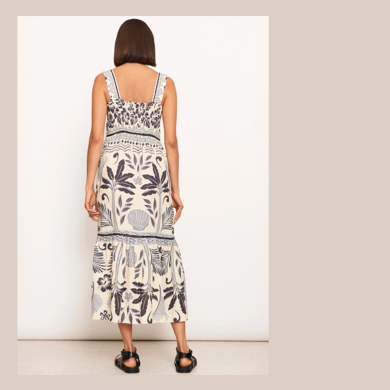 Paradise Tier Dress - Palm Print