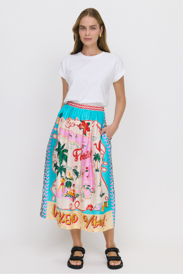 Alexa Printed Midi Skirt - Florida