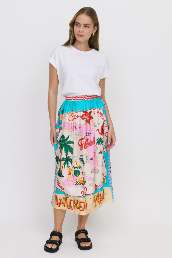 Alexa Printed Midi Skirt - Florida
