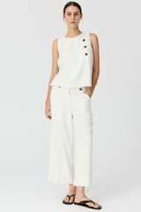 Anise Button Tank - Chalk
