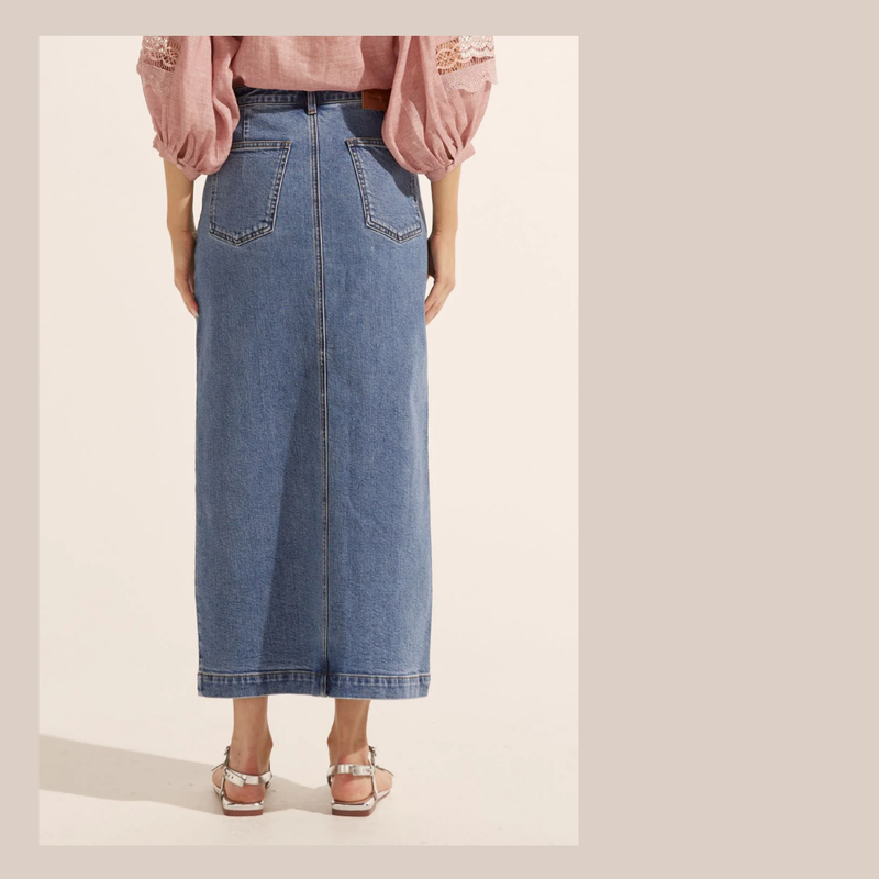 Meridan Skirt - Mid Wash Denim