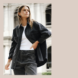 Side Pocket Shacket - Washed Black