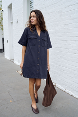 Relaxed Denim Dress - Washed Black