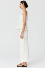 Anise Button Tank - Chalk