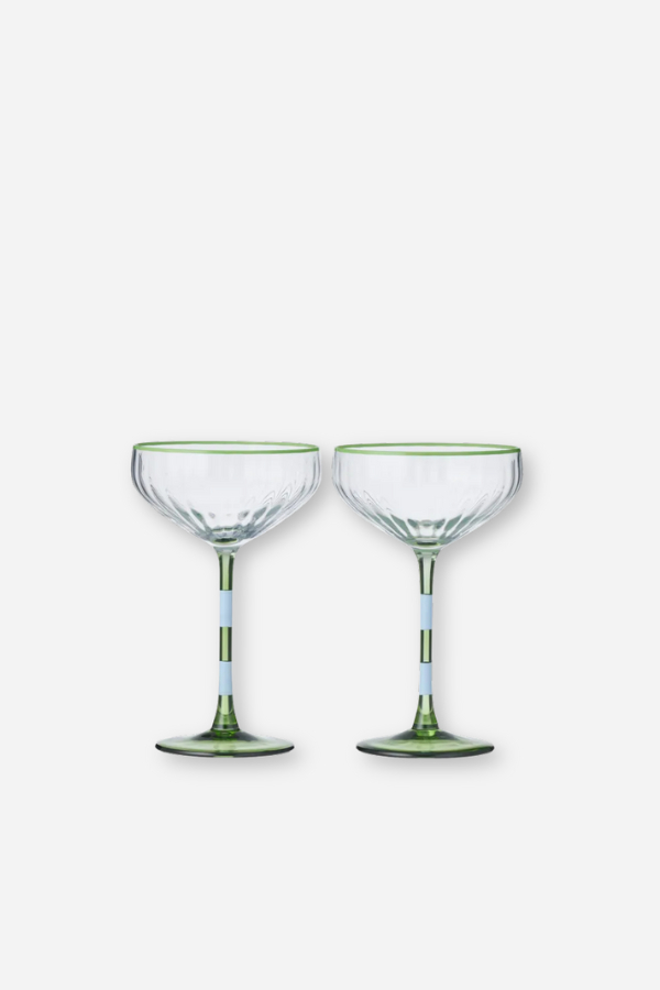 Coupe Set - Set of 2 / Blue Green Rib