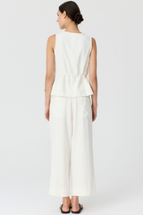 Anise Button Tank - Chalk