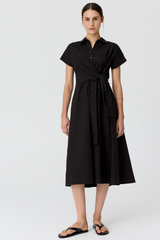 Elina Wrap Shirt Dress - Black