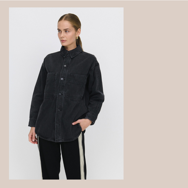 Side Pocket Shacket - Washed Black
