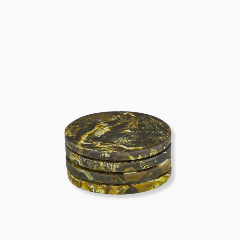 Resin Coasters - 10cm - Olive