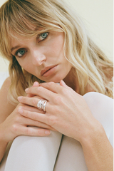 Wave Ring Set - White Gold